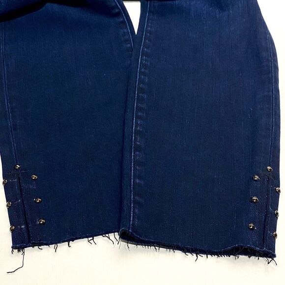 Mavi Tess High Rise Skinny Ankle Dark Wash Blue Jeans Size 27x27 Raw Hem Studded - Picture 11 of 12